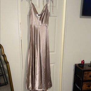 Elegant Satin Prom Dress in Champagne